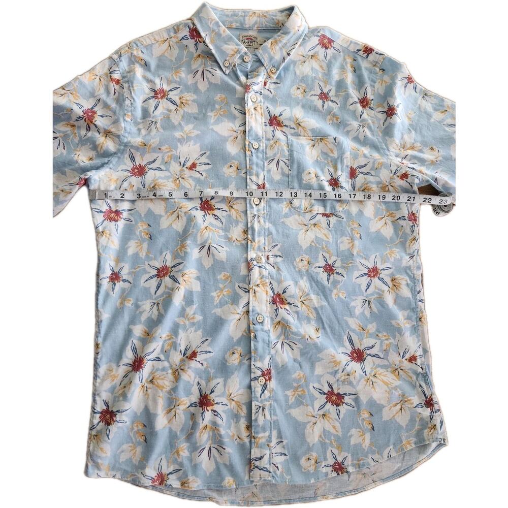 Faherty Breeze Floral Short Sleeve Button Down Men's Large Blue Hawaiian - Picture 8 of 9
